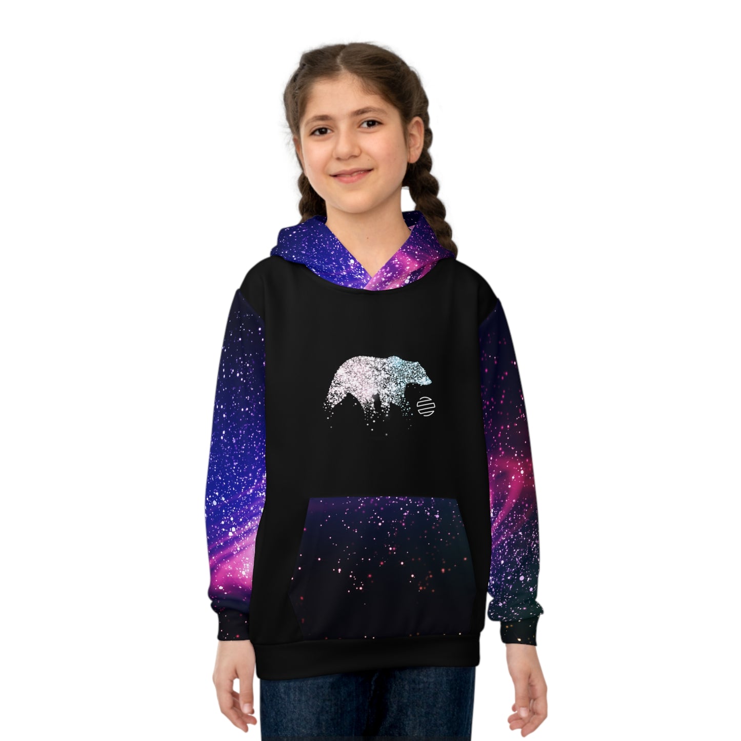 Kids Galaxy Bear Hoodie – Cosmic Space Pullover for Children
