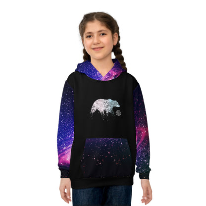 Kids Galaxy Bear Hoodie – Cosmic Space Pullover for Children