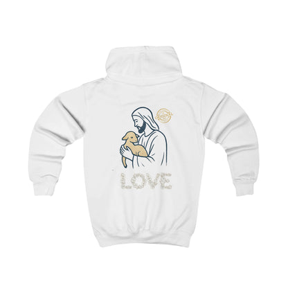 Kids Hoodie — “Jesus is the Good Shepherd” Christian Children’s Hoodie (Love Design)