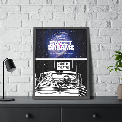 Sweet Dreams Drive-In Framed Poster — Retro Night Sky Print