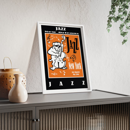 Jazz Poster with Wooden Frame — New Orleans/New York Music Print