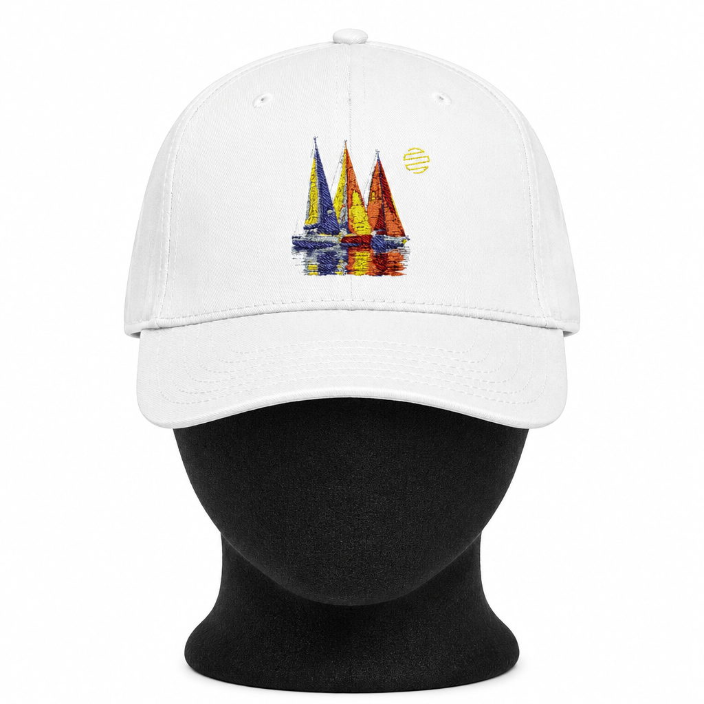 Sailboat Embroidered Baseball Cap – Nautical Summer Sun Hat