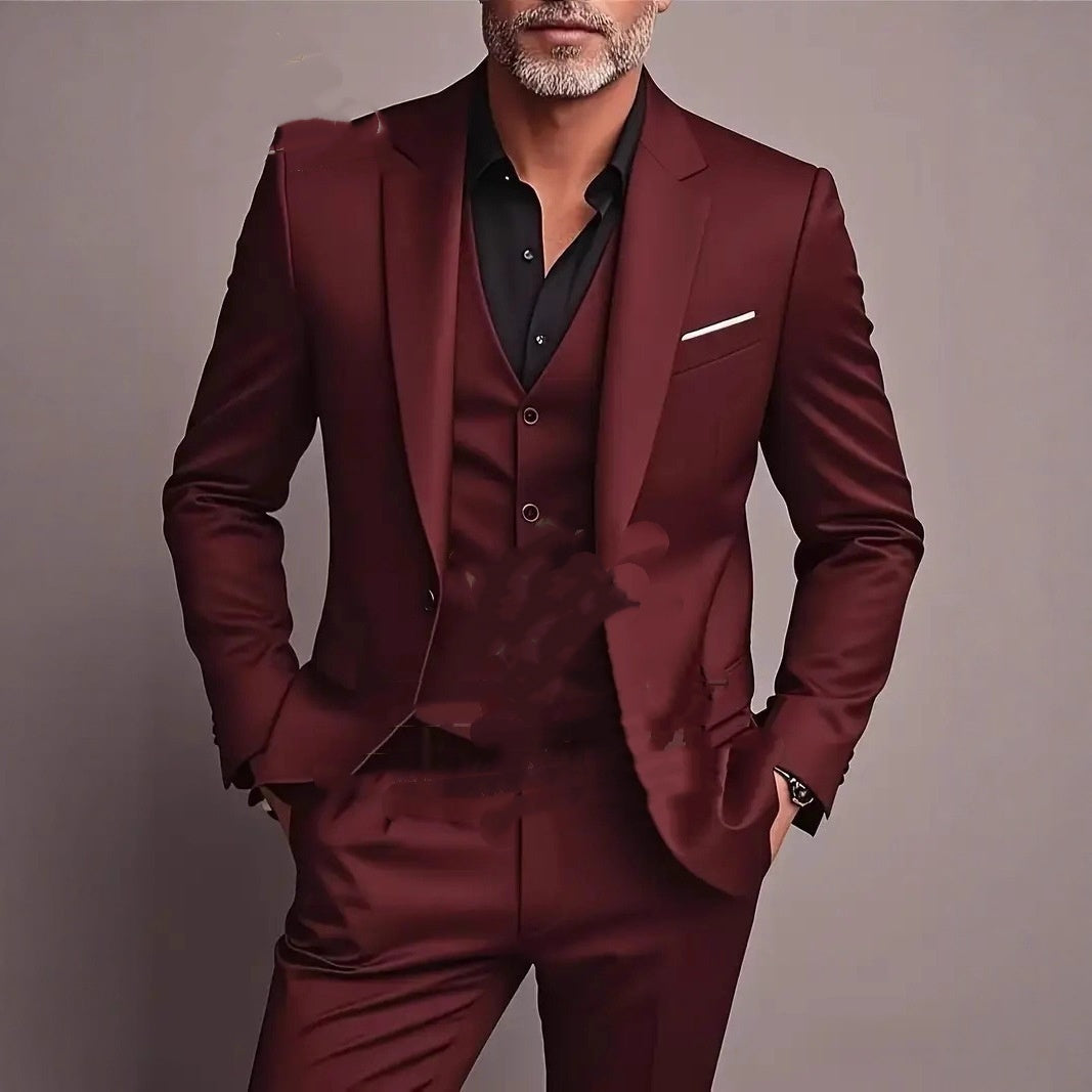 Men's Slim-fitting Three-piece Business Suit