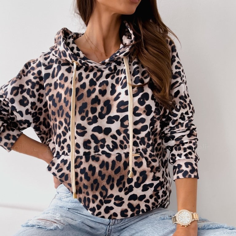 Women's Floral Hooded Rope Pocket Sweatshirt