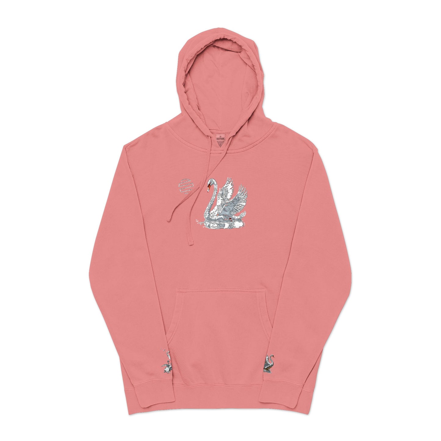 Embroidered Swan Graphic Hoodie — Vintage Pigment-Dyed