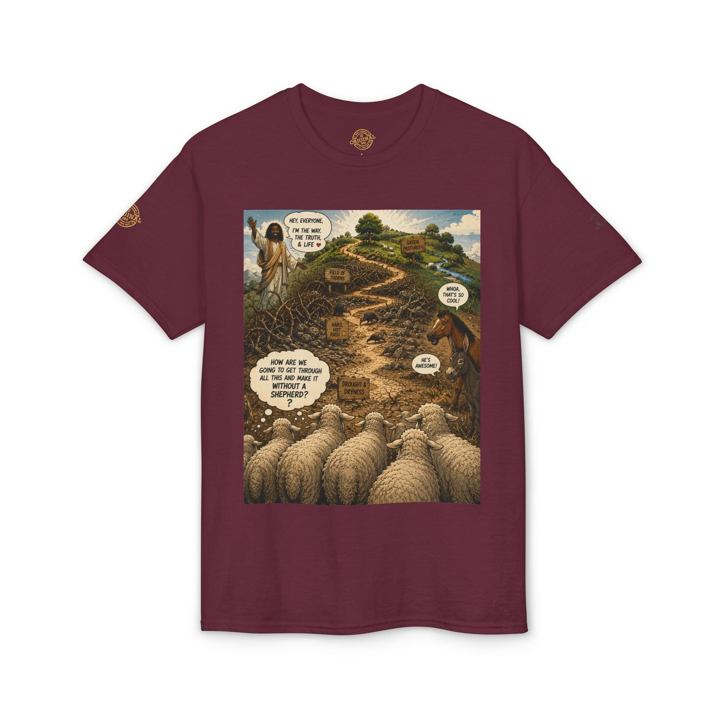 Sheep In the Wild Graphic T-Shirt — "God Has My Back" Faith Tee