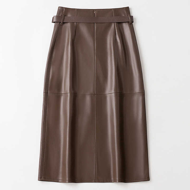 Women's PU Leather Mid-length High Waist Slimming Hip Skirt