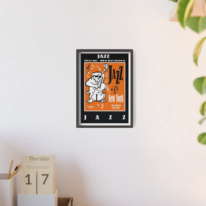 Jazz Poster with Wooden Frame — New Orleans/New York Music Print