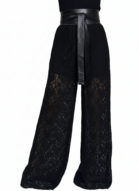 High Waist Lace Wide Leg Pants