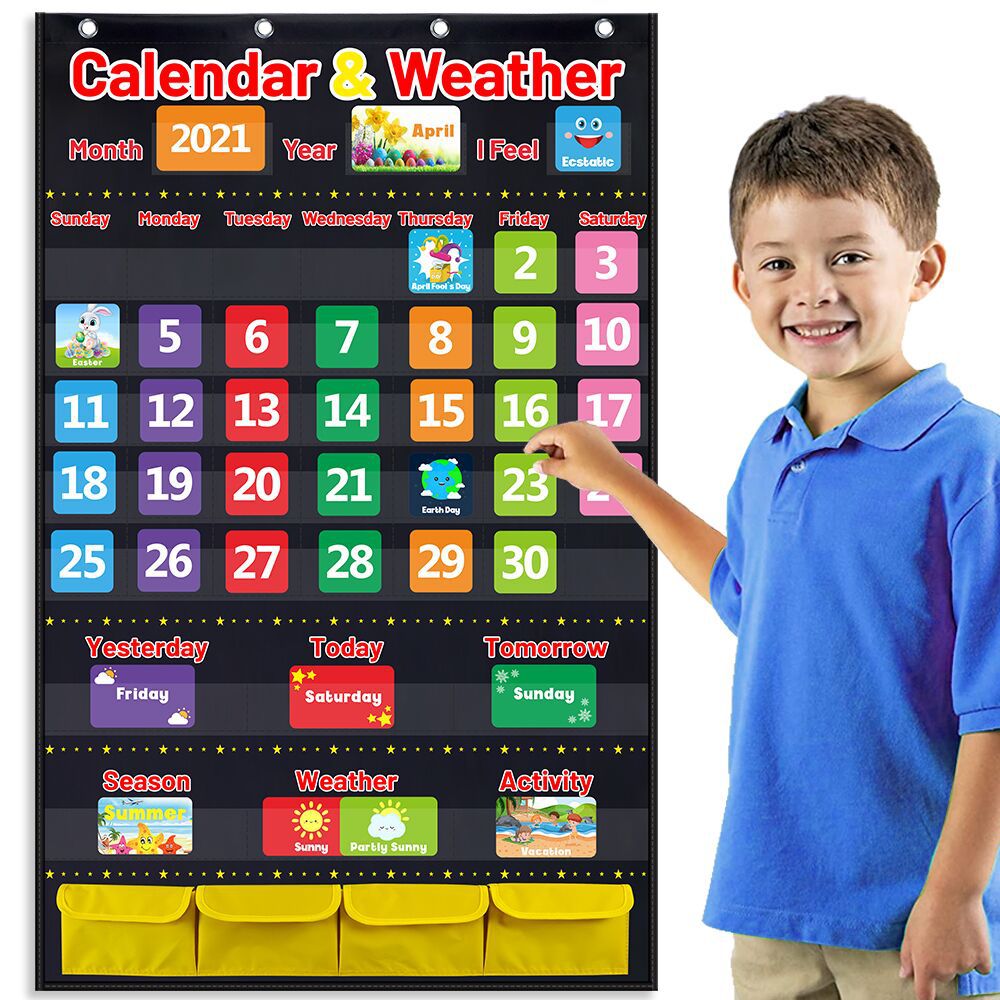 Weather Calendar Teaching Tool with Cards and Pouch