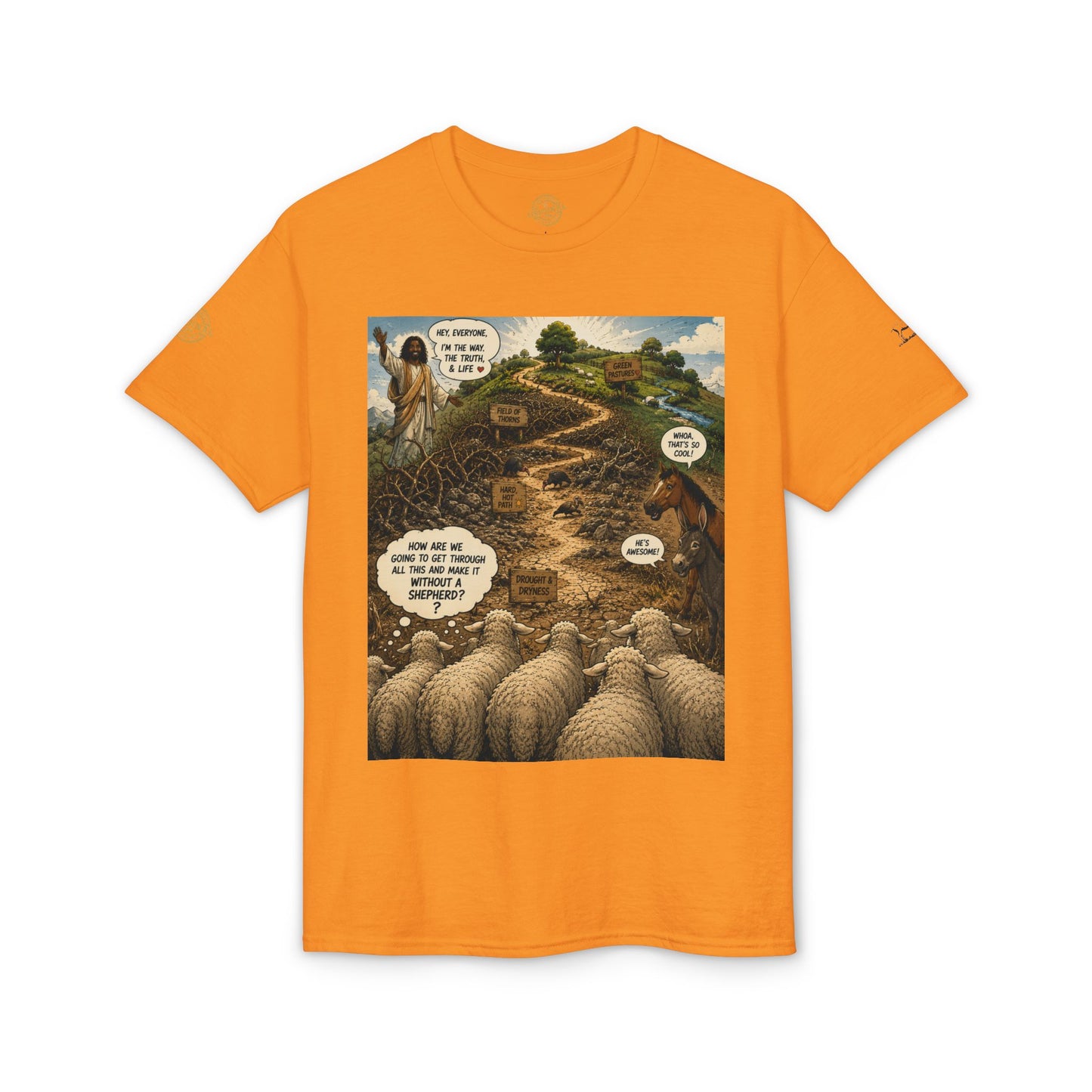 Sheep In the Wild Graphic T-Shirt — "God Has My Back" Faith Tee