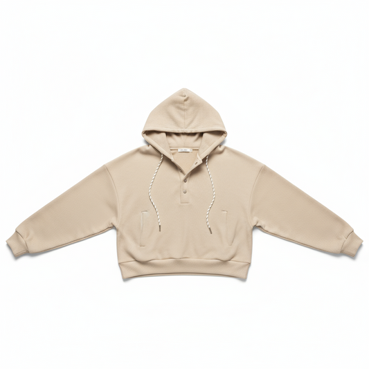 Women's Loose  Drawstring Cropped Hoodie