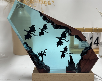Fire Dragon and Ice Dragon Resin Lamp 3D Dragon Desk Lamp