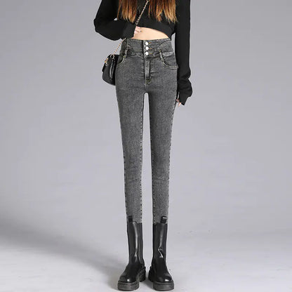 High-Waisted Skinny Black Pencil Jeans