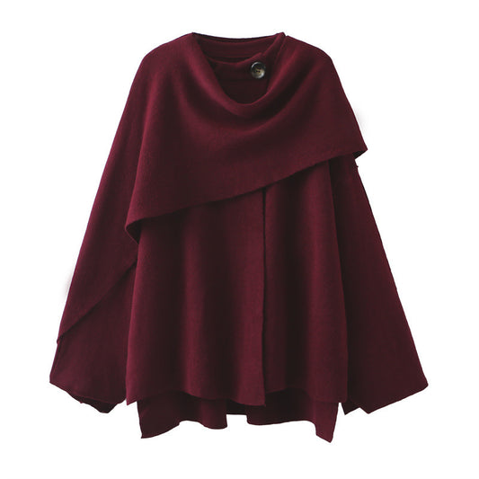Women's  Asymmetric Scarf Loose Knitted Poncho