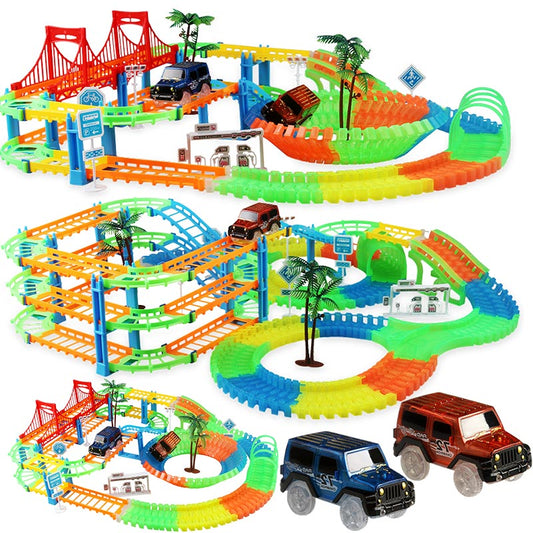 Electric Light 2-in-1 Track Car Set for Kids