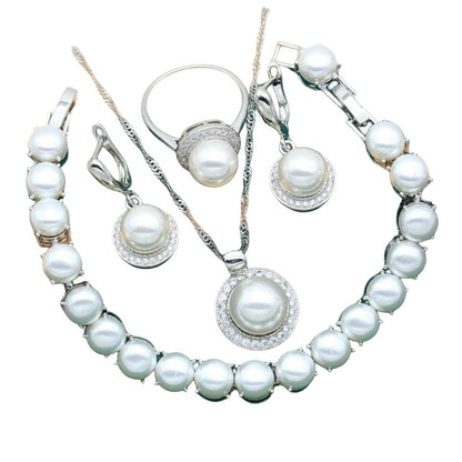 Women's Jewelry Set with Zirconia - Ring, Necklace, Earrings, Bracelet