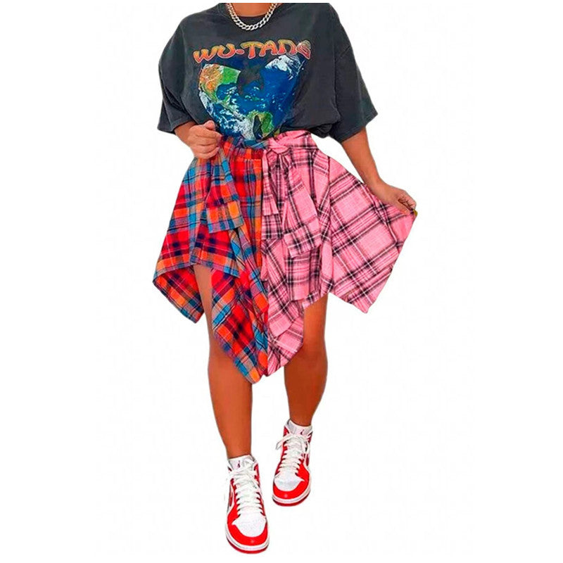 Elegant Irregular Lace-Up Midi Skirt