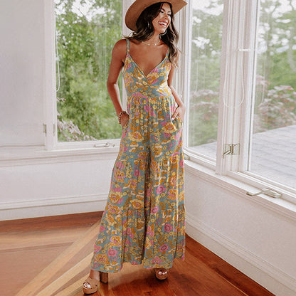 Sleeveless Spaghetti Strap V-neck Jumpsuit