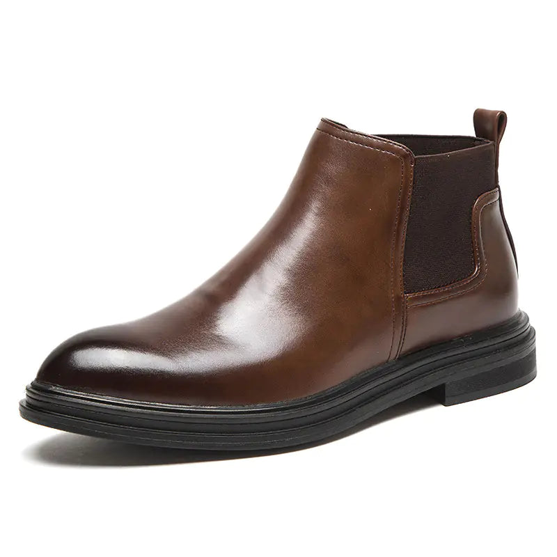 Men's Pointed High-Top Leather Shoes