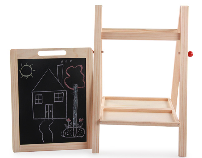 Wooden Dual-Sided Writing Board for Kids, Adjustable