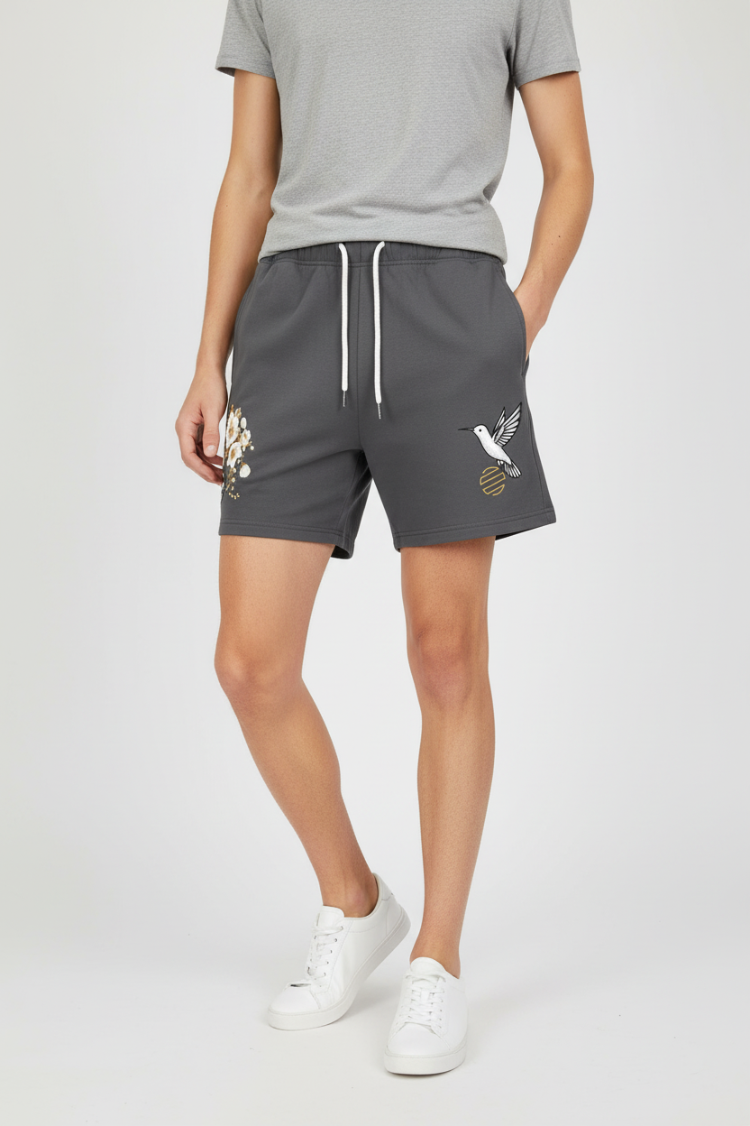 Unisex Floral Heavyweight Fleece Loose Fit Shorts
