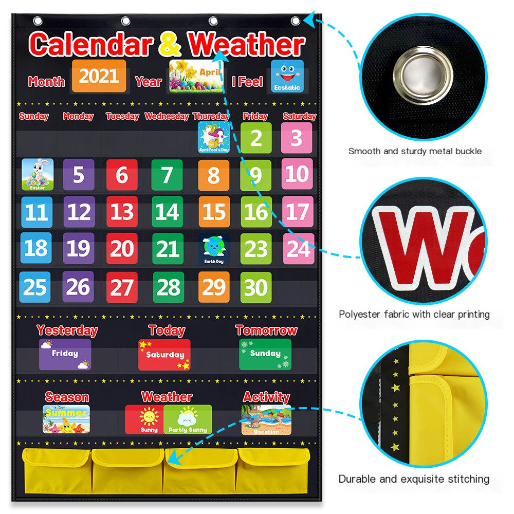 Weather Calendar Teaching Tool with Cards and Pouch
