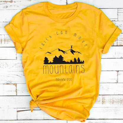 Unisex Cotton Summer Tees with Faith & Mountains