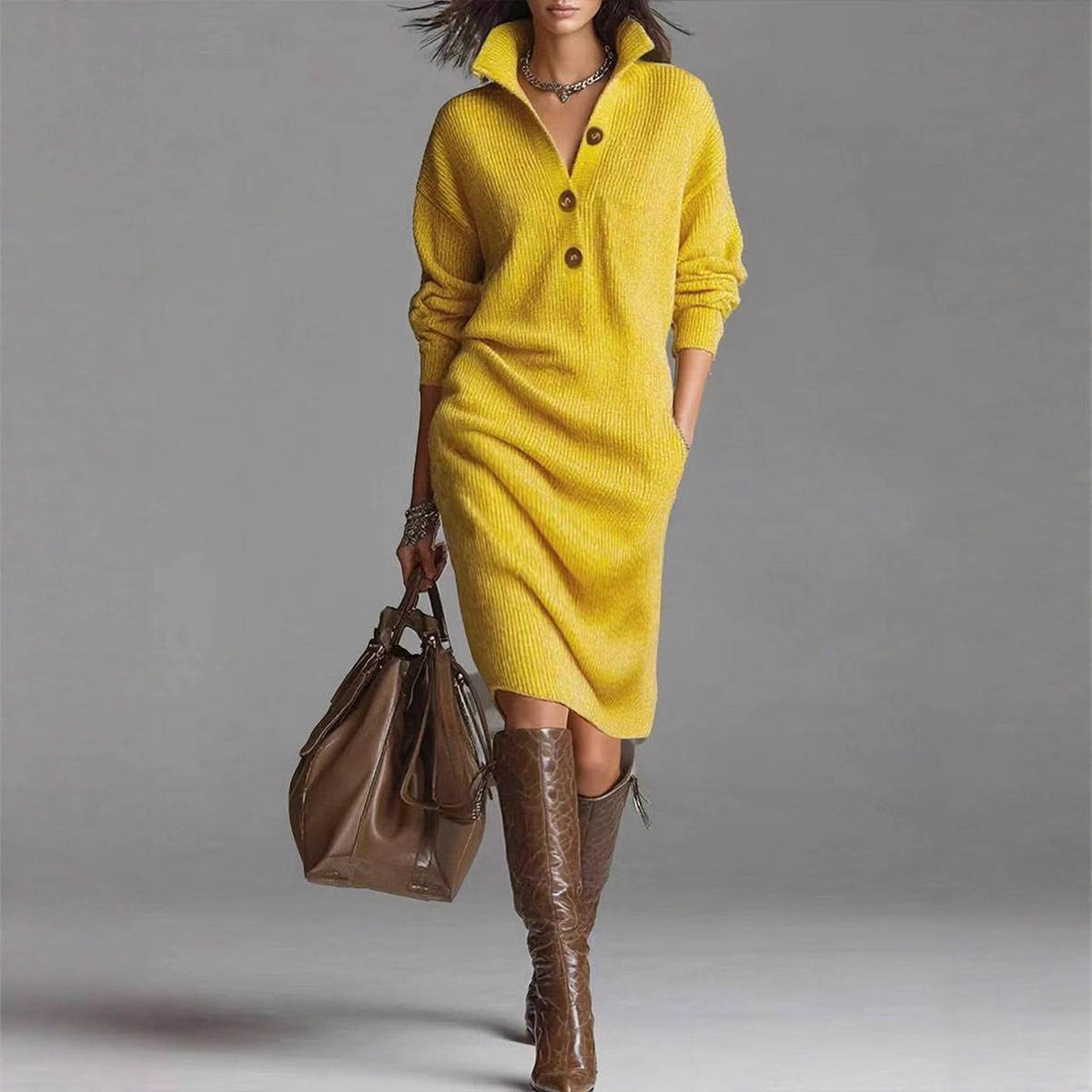 Women's Autumn And Winter Lazy Style Sweater Dress