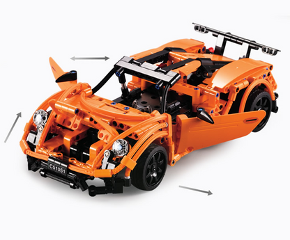 Remote Control Orange Race Car Building Toy for Kids