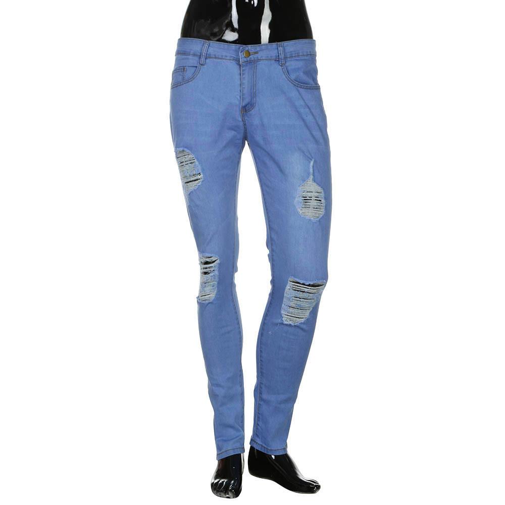 Men's Slim Fit Light Wash Ripped Jeans