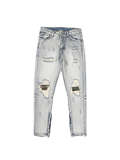 Distressed Camouflage Patch Wash Jeans
