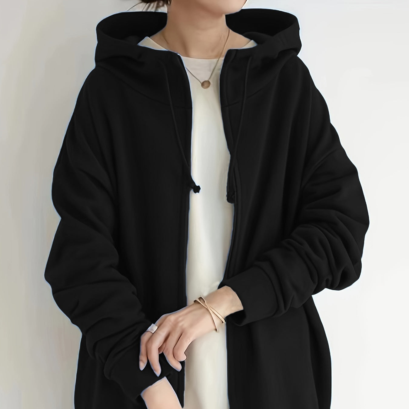 Long Zipper Hooded  Sweater