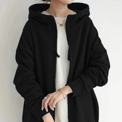 Long Zipper Hooded  Sweater