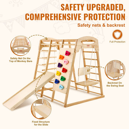 Indoor Jungle Gym, 7-in-1 Toddler Indoor Playground (47.2 X 58 X 56in)