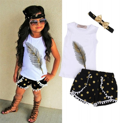 Feather Set, Two-Piece Kids' Sleeveless Outfit