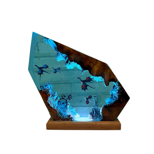 Fire Dragon and Ice Dragon Resin Lamp 3D Dragon Desk Lamp