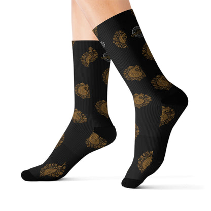 Gold Paisley Pattern Crew Socks
