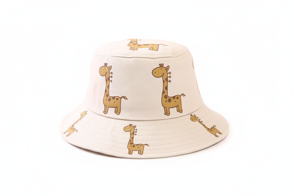 Cartoon Giraffe Bucket Hats for Kids - Outdoor & Beach