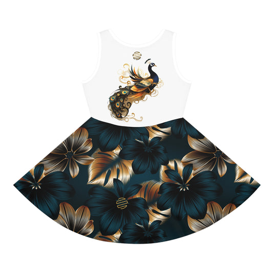 Girls' Peacock Hope Sundress — Floral Tank Dress for Kids