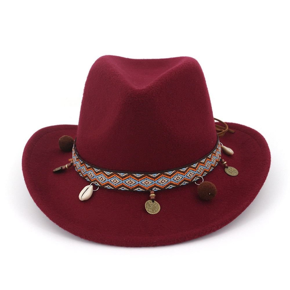 Western Cowboy Wool Hat for Men and Women, Jazz Hat