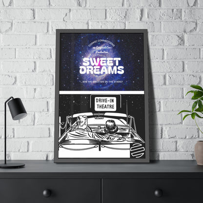 Sweet Dreams Drive-In Framed Poster — Retro Night Sky Print
