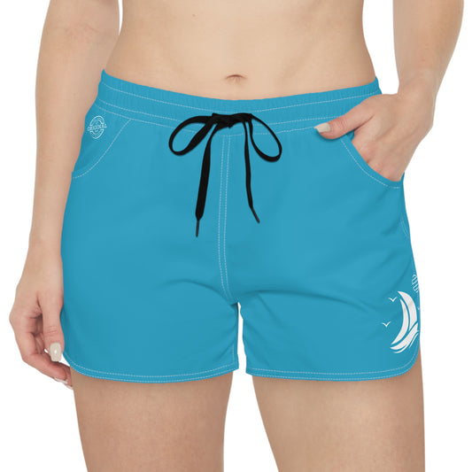 Sailboat Breeze Women's Casual Shorts — Teal Beach Lounge Shorts