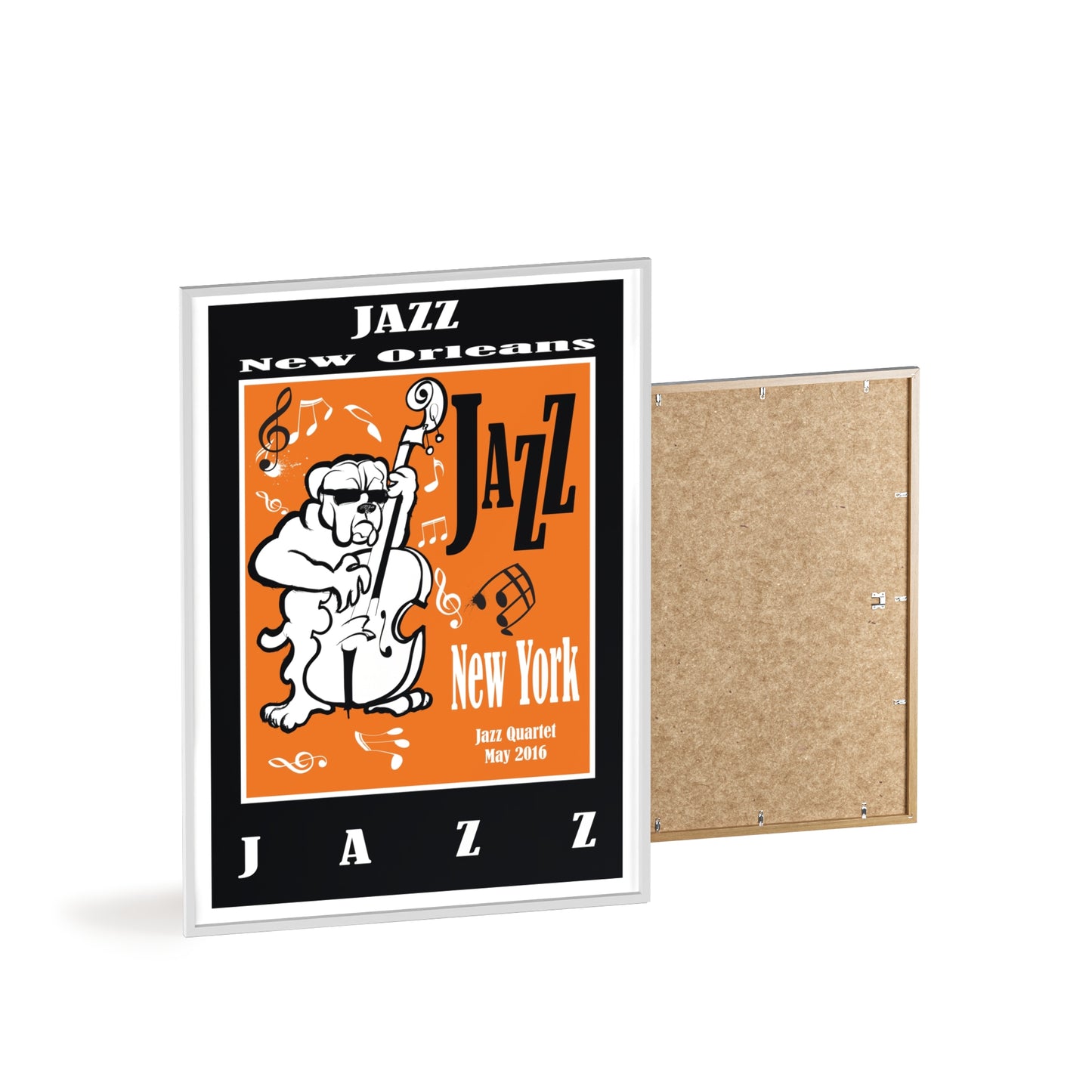 Jazz Poster with Wooden Frame — New Orleans/New York Music Print