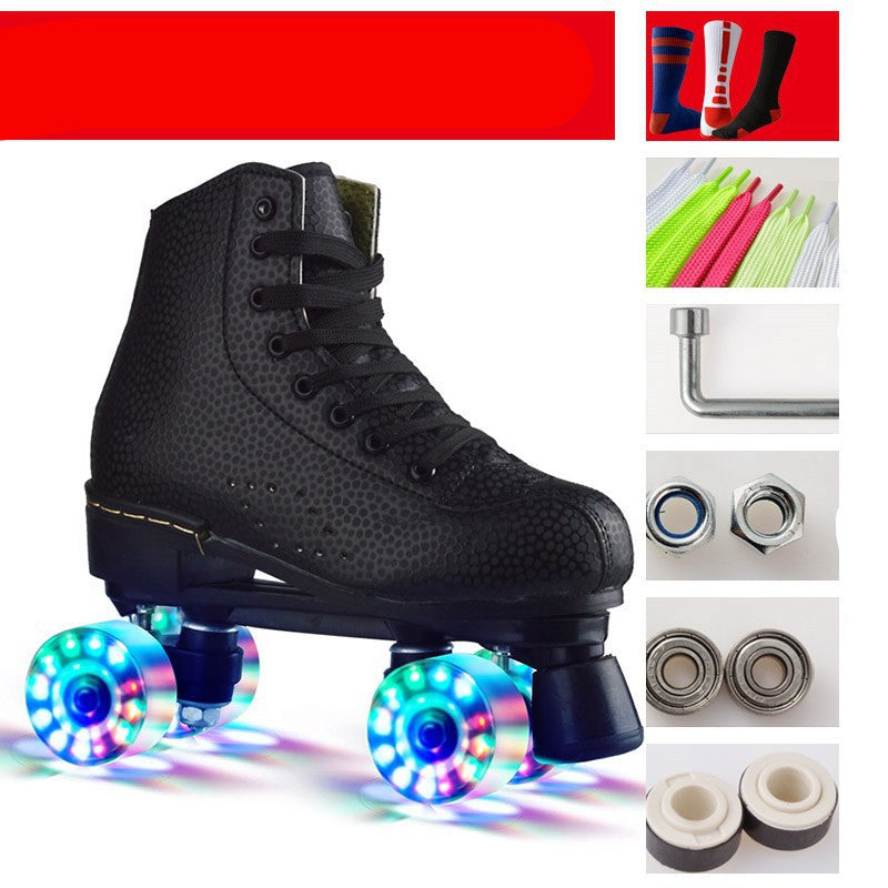 Classic Solic Coloured LED Quad Roller Skates