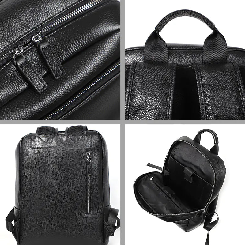 Genuine Leather Black Backpack