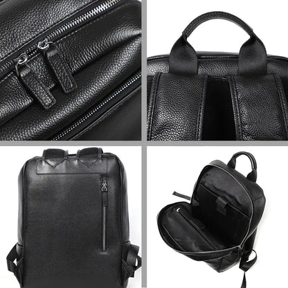 Genuine Leather Black Backpack