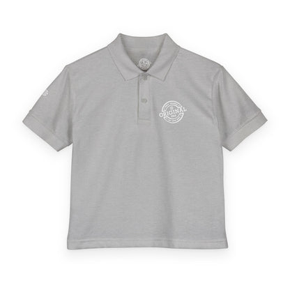 Youth Polo Shirt with 'Original' Vintage Stamp Logo — Kids School Uniform / Casual