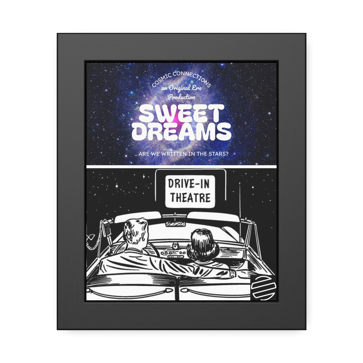 Sweet Dreams Drive-In Framed Poster — Retro Night Sky Print