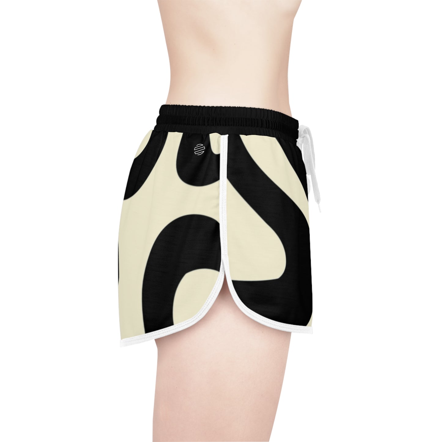 Women's Retro Black & Cream Swirl Relaxed Shorts